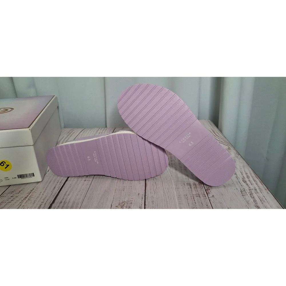 Cecelia New York Uma Lilac Purple Leather Crisscross Platform Slide Sandals 6.5B